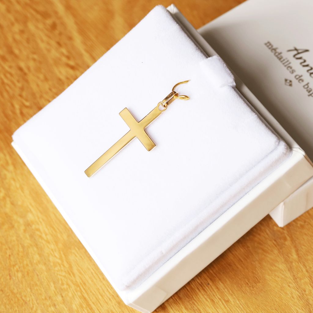 Pendentif Croix Or 18 Carats Jaune Et Blanc – Christ – Bijou Gulino Gioielli