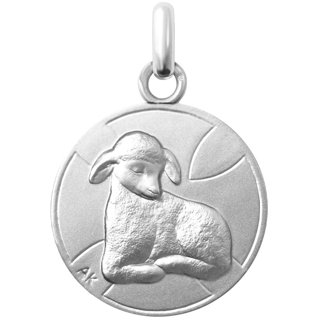 médaille de baptême agneau de la paix en argent