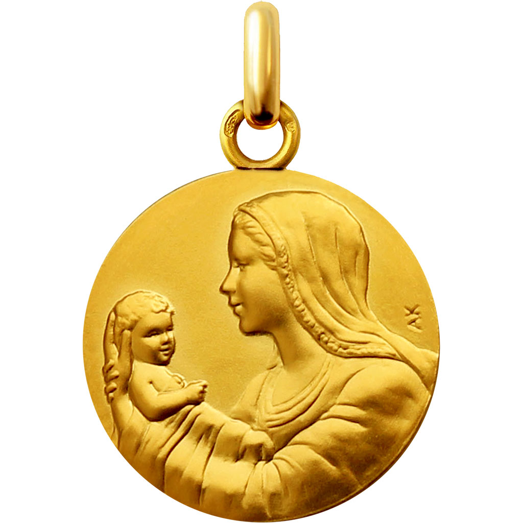 médaille de baptême coeur de marie en or