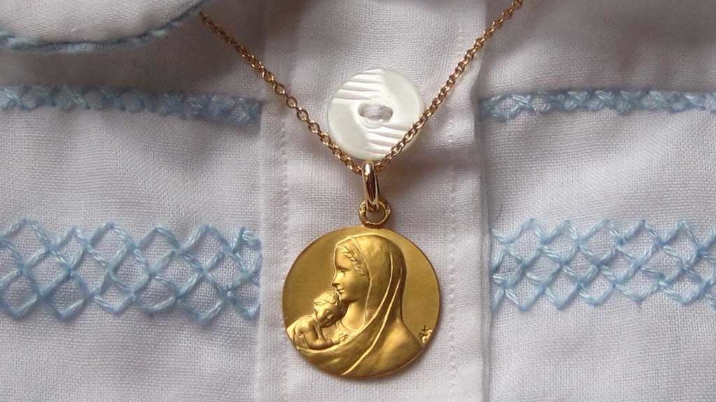 médaille de baptême en or notre dame des petits enfants