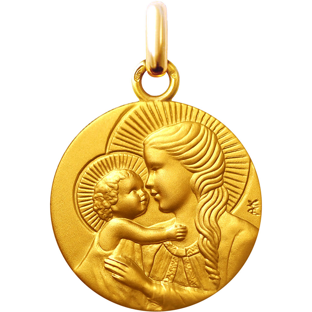 médaille de baptême marie douce lumière en or jaune