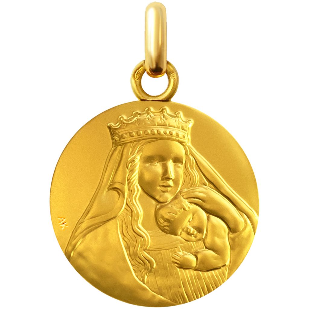 médaille de baptême notre dame de la paix or jaune 18 carats