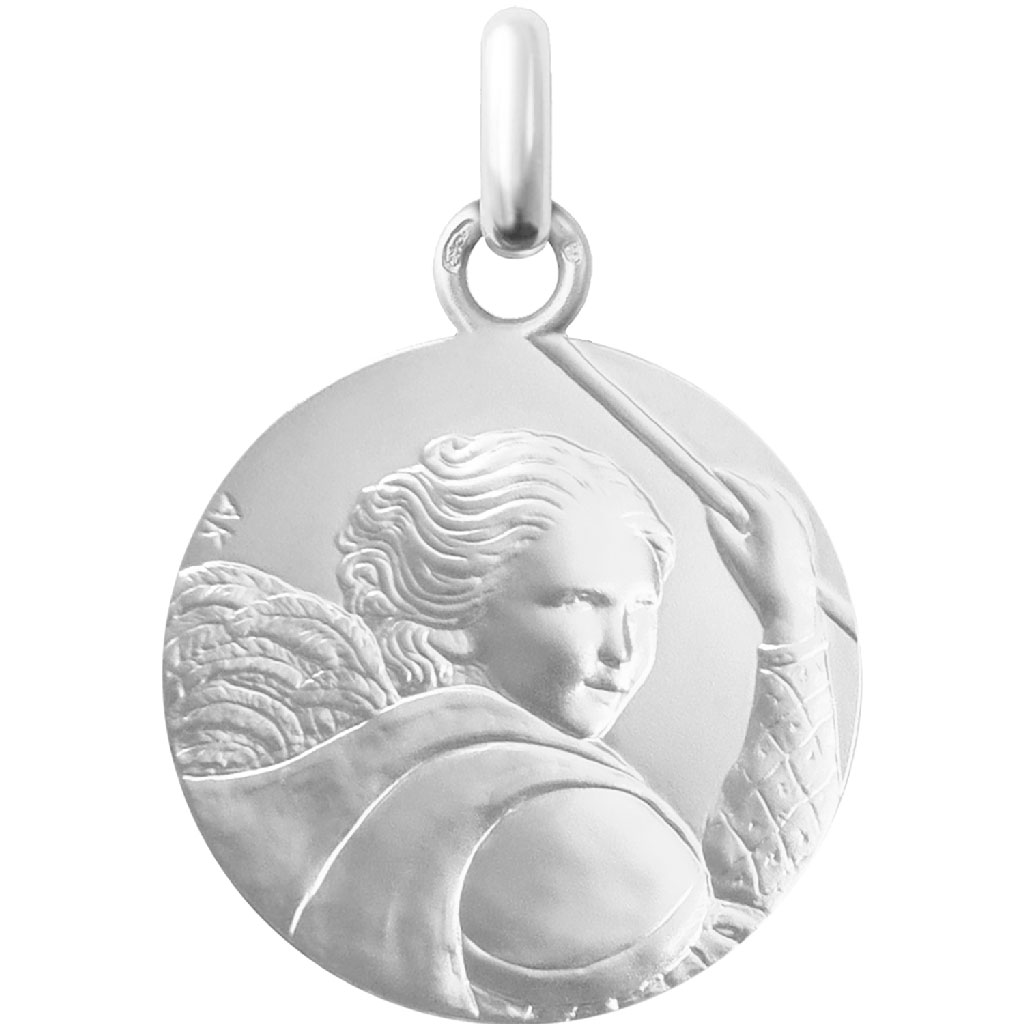 médaille de baptême saint michel en or blanc