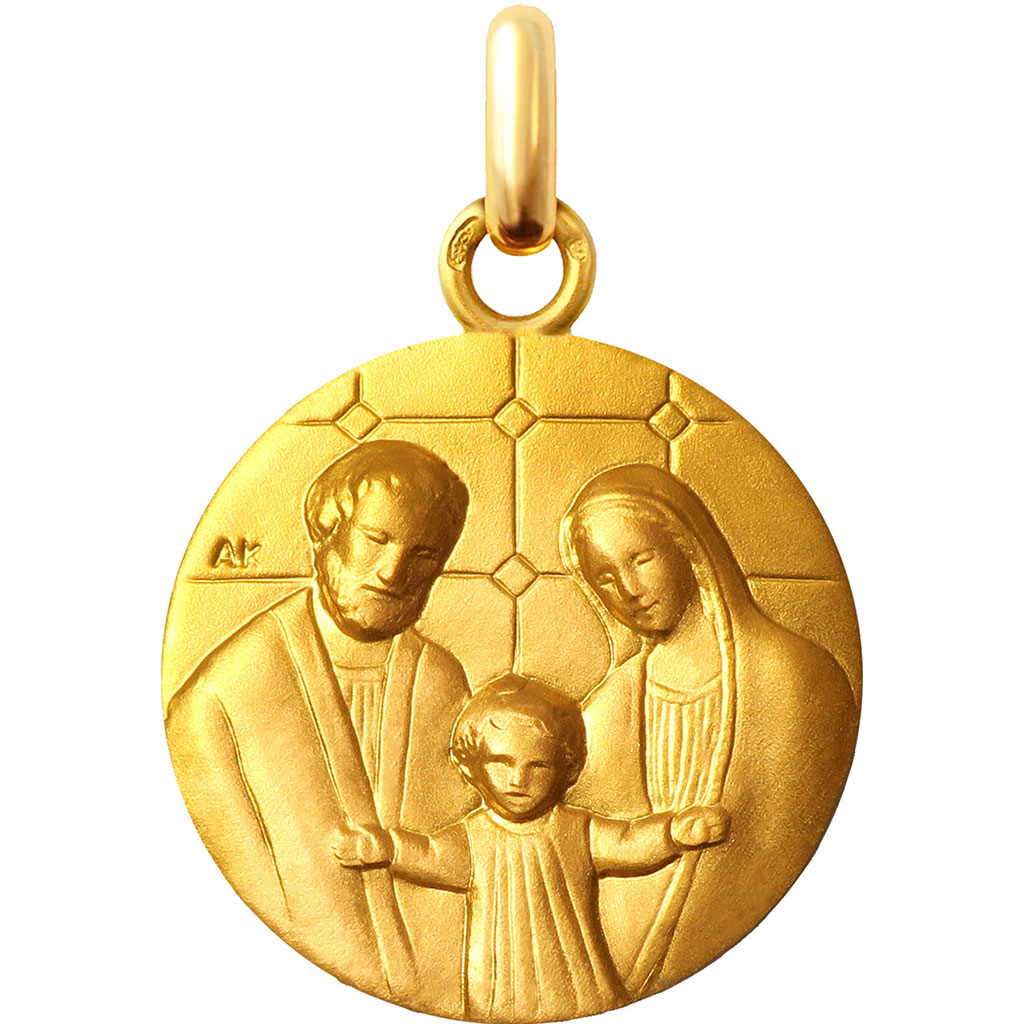 médaille de baptême sainte famille en or