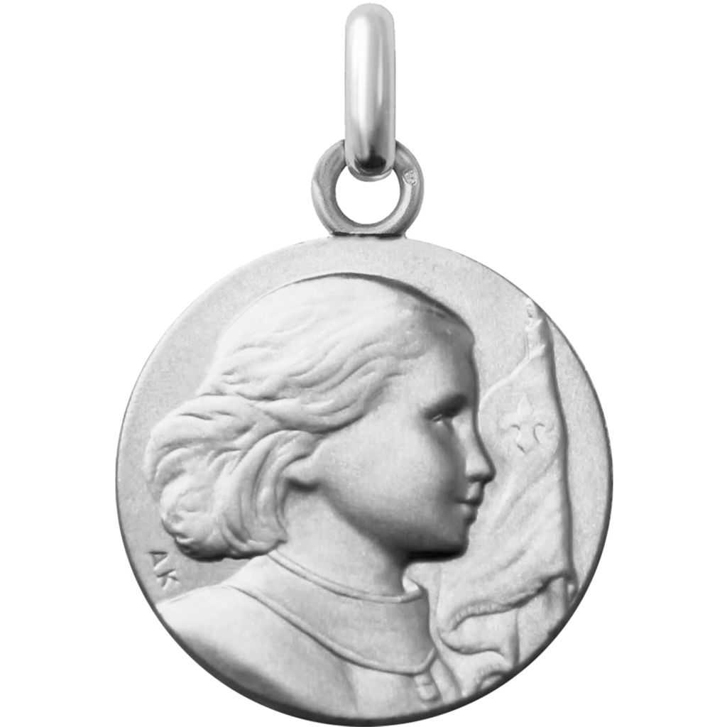 médaille de baptême sainte jeanne d'arc en argent