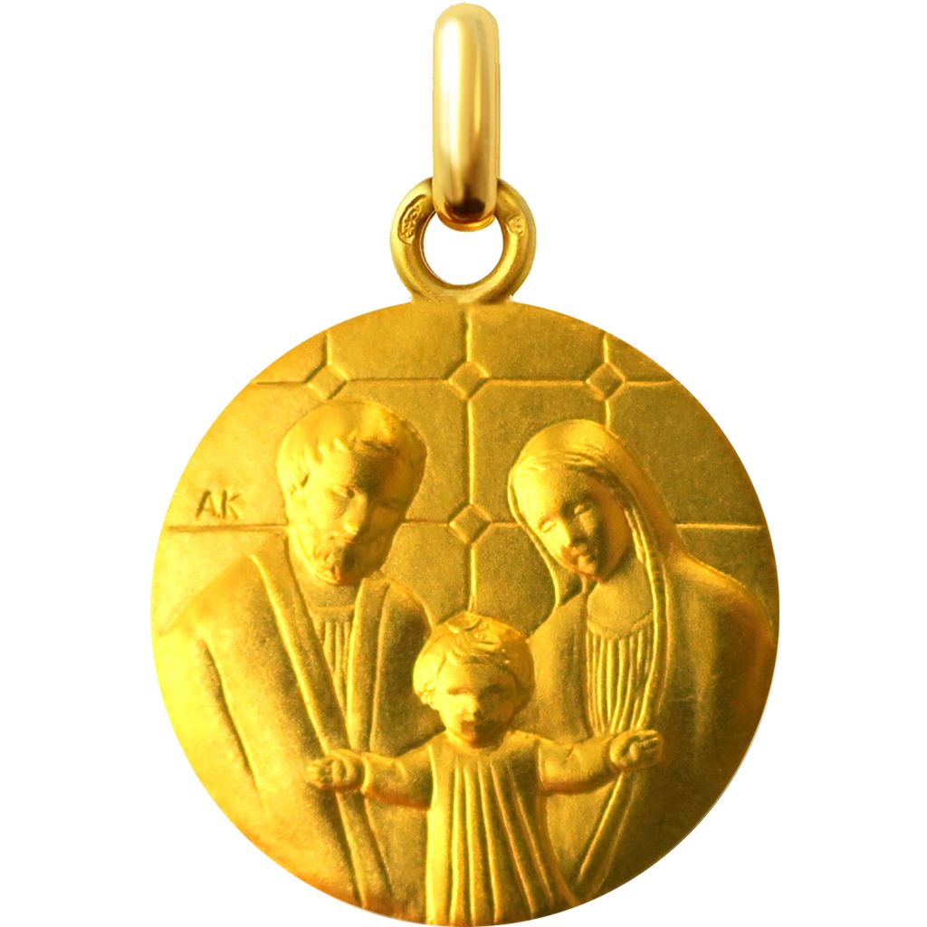 médaille de berceau sainte famille en or