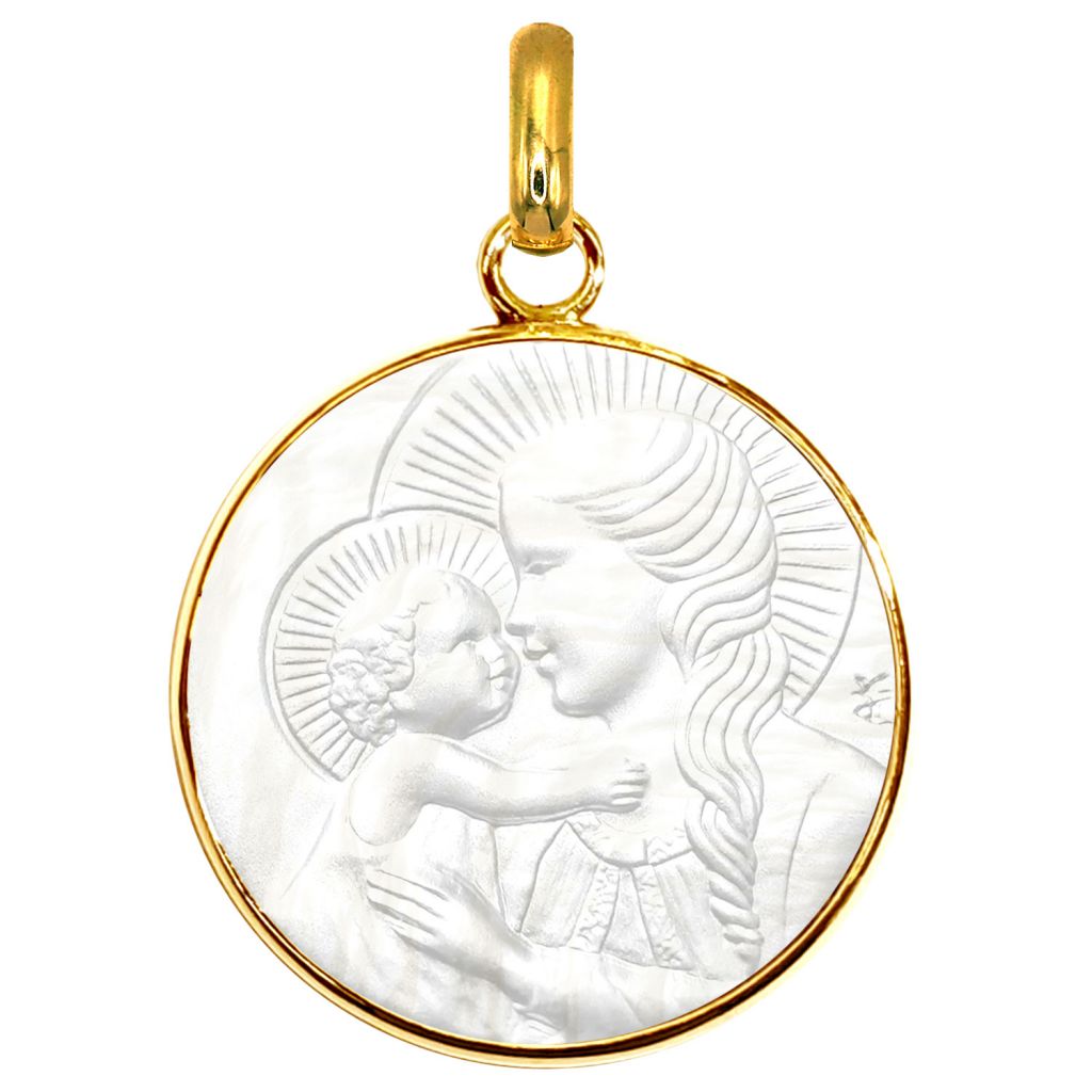 médaille en nacre marie douce lumière