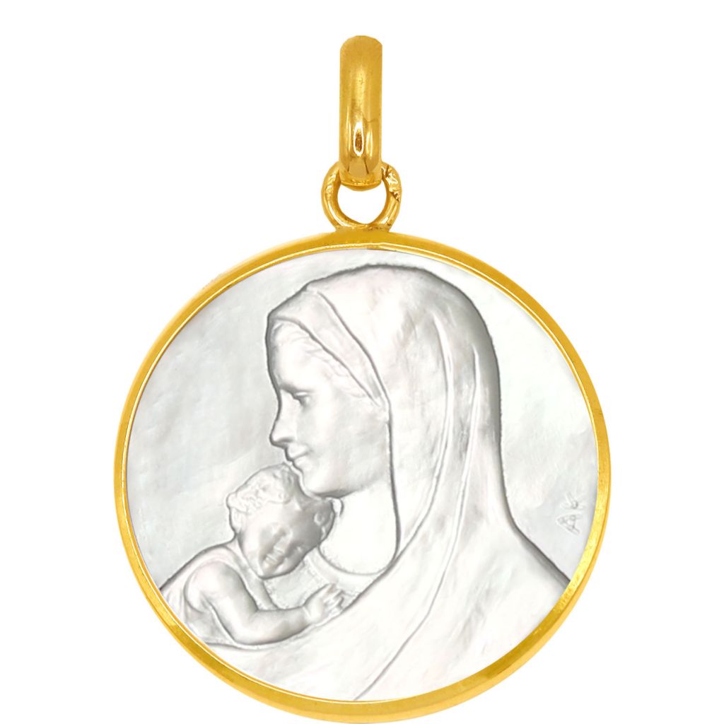 médaille en nacre notre dame de petits enfants