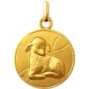 médaille de baptême agneau de la paix en or 18 carats