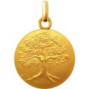 Miniature médaille de baptême arbre de vie en vermeil