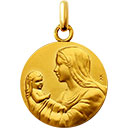 Miniature médaille de baptême coeur de marie en or