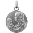 médaille de baptême coeur de marie en or blanc 18 carats