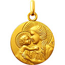 Miniature médaille de baptême marie douce lumière en vermeil