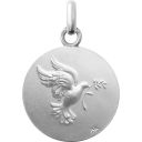 médaille de baptême saint esprit en or blanc