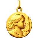 Miniature médaille de baptême sainte jeanne d'arc en or
