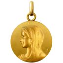 Miniature médaille de baptême vierge du sourire en or