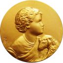 Miniature médaille de berceau le petit pasteur en or