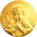 Miniature médaille de berceau mon petit ange gardien en or