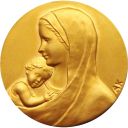 Miniature médaille de berceau notre dame des petits enfants en or