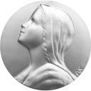 Miniature médaille de berceau vierge de l'espérance en argent