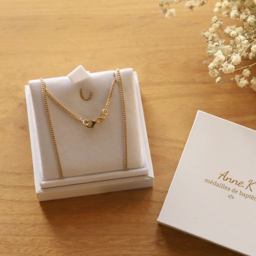 chaîne maille gourmette limée lourde en or 9 carats