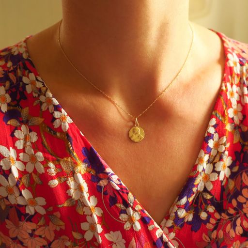 médaille de baptême le petit pasteur en or 12 mm