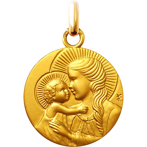 Médaille Marie Douce Lumière en or 18 carats 16 mm