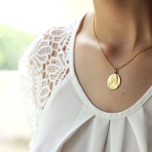 médaille de baptême notre dame des petits enfants en or 18 mm