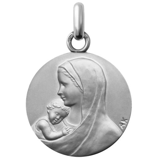 médaille de baptême notre dame des petits enfants en or blanc