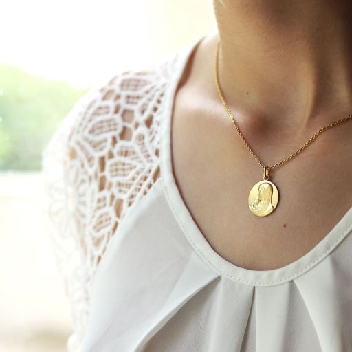 médaille de baptême notre dame des petits enfants en vermeil 18 mm
