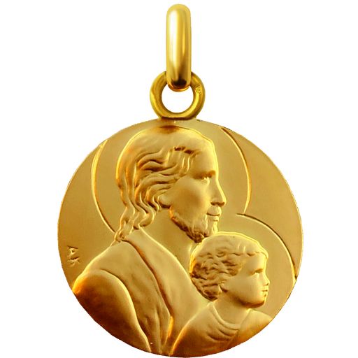 Médaille de baptême saint Joseph 16mm en vermeil