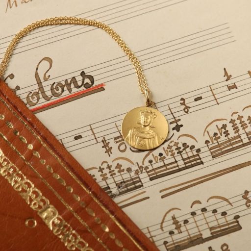 médaille de baptême saint louis en or 18 carats