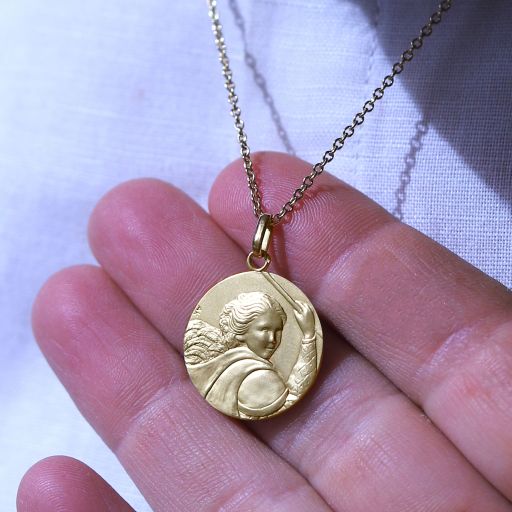 médaille de baptême saint michel en or 18 carats 18 mm 2