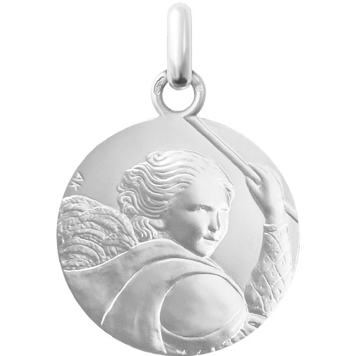 médaille de baptême saint michel en or blanc