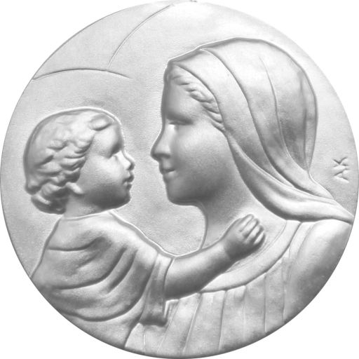 Médaille de berceau Notre Dame de la Douce Confiance en argent 35mm