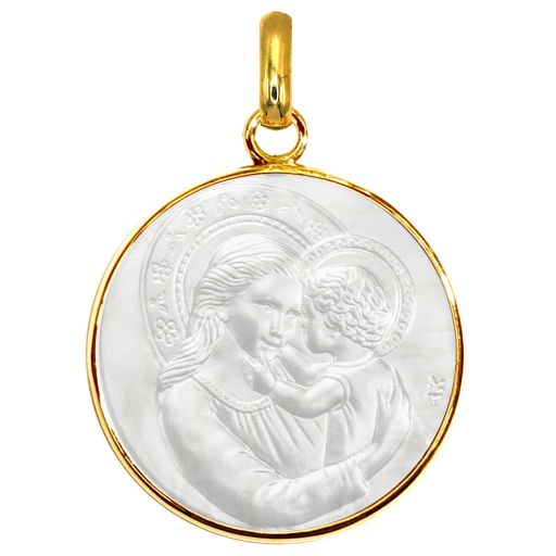 Médaille Douceur Infinie en nacre & or 18mm