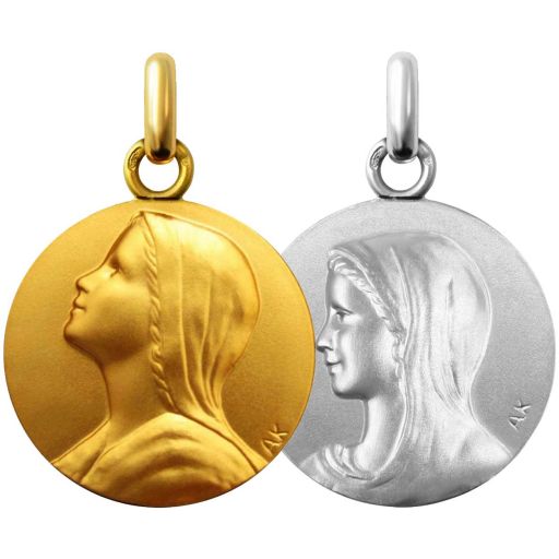 Médailles de baptême Vierge Marie en or, argent et vermeil